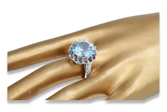 Argent sterling 925 Aigue-marine Anneau Vintage vrc035s